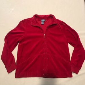 Napa Valley top, zip up, red, fleece, small
